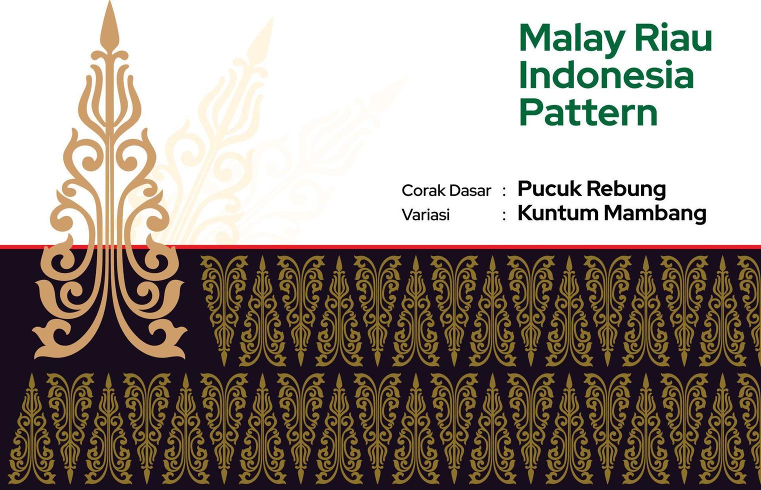 Pattern Malay Riau Batik Songket Tenun, Weaving Corak Motif Pucuk Rebung Kuntum Mambang Melayu patterns, Traditional Classic handwoven black with gold threads vector