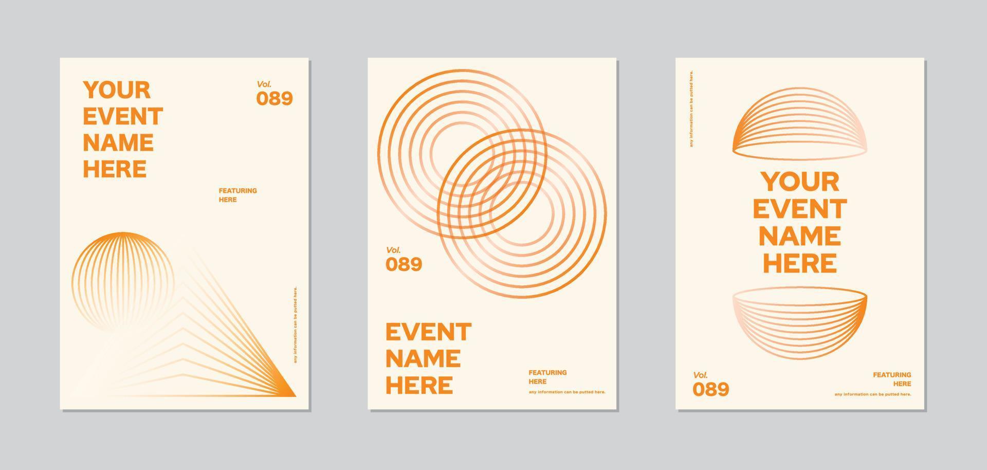 film or events poster layout design set, Abstract shape element graphic gradient circle shape on cover book or magazine cover. Minimal elegant gold brochure modern flyers template, a5 a4 a3 a6 size vector