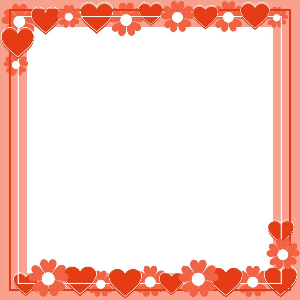 Autumn colors. Frame or border with orange and red flowers and hearts. vector
