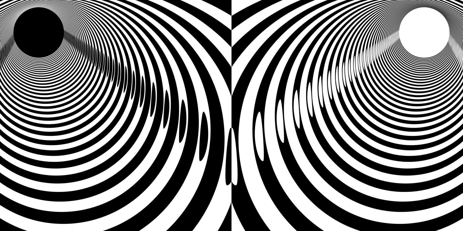 abstract black white tunnel. Round wormhole, path into unknown. Scientific research and travel. Vector