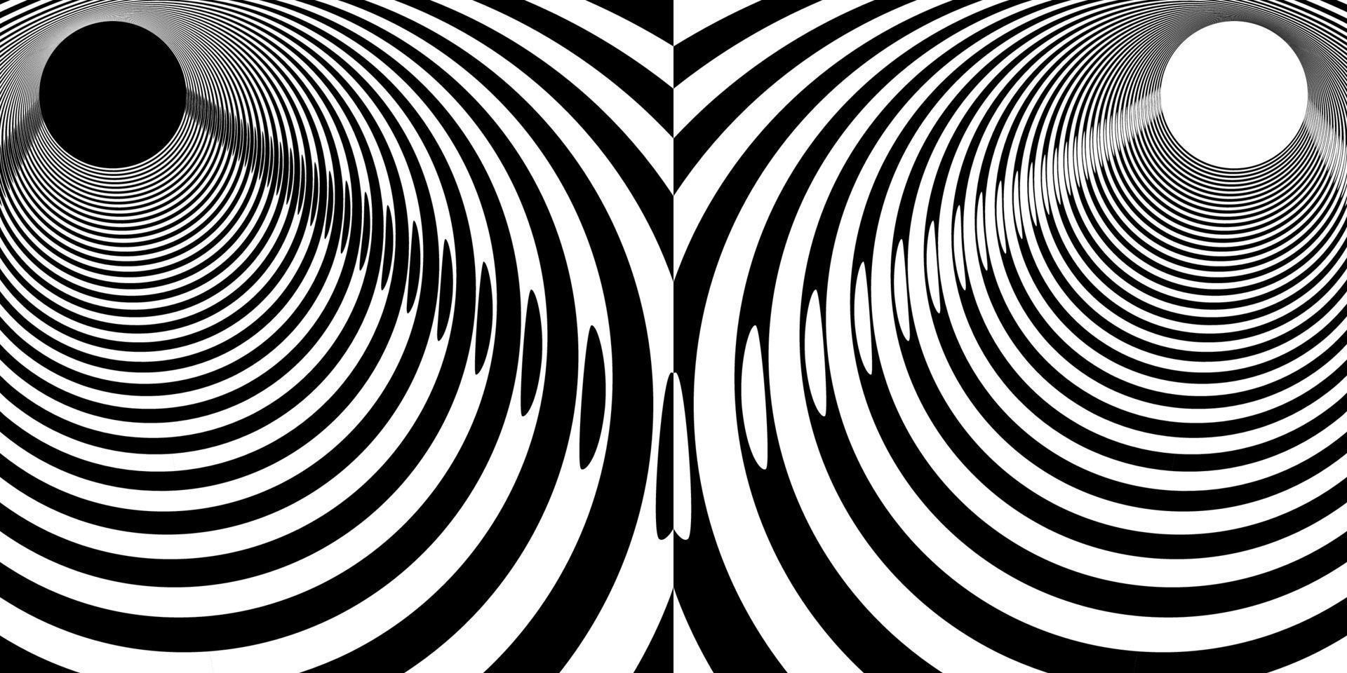 abstract black white tunnel. Round wormhole, path into unknown. Scientific research and travel. Vector