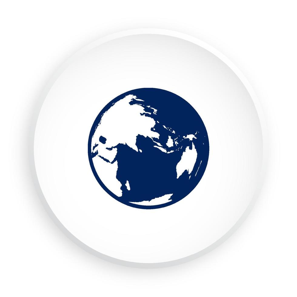 icono de hemisferio de globo con continentes y continentes botón para móvil solicitud o web en neomorfismo estilo. vector