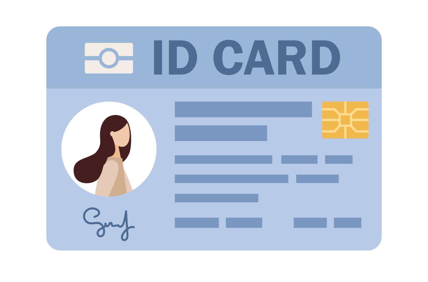 ID card icon. Identification document with person photo. Personal info data. Vector flat illustration