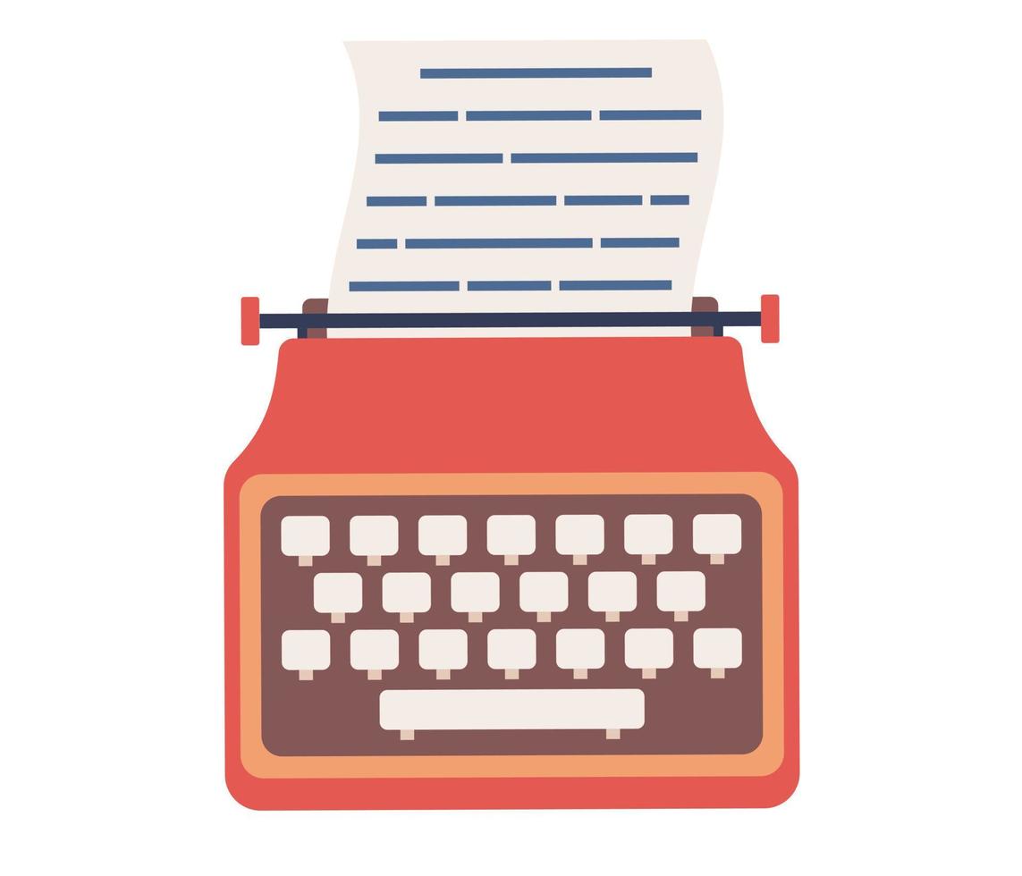 Typewriter with paper icon. International authors day. Writer concept. Vector flat illustration