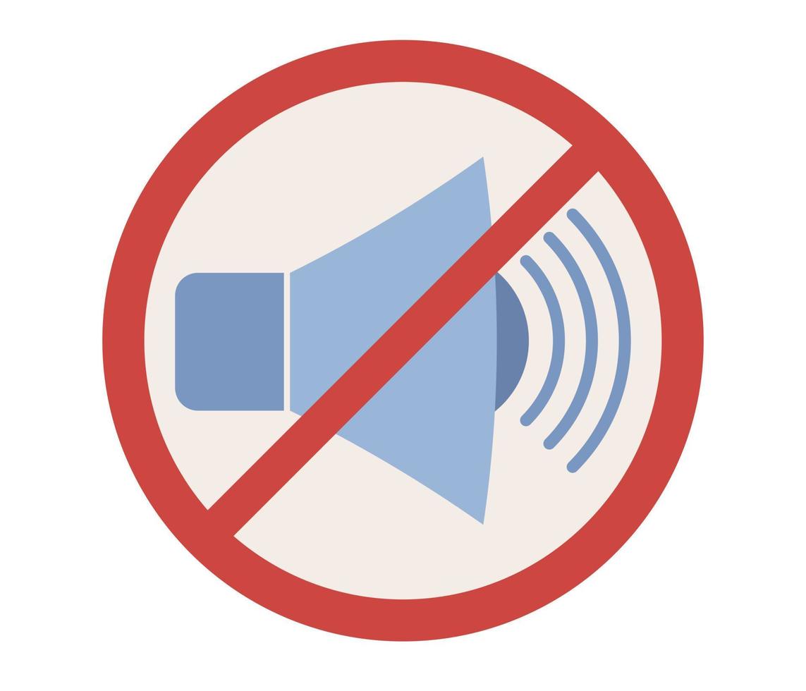 No sound icon. Volume Off symbol. No noise, Silent Sound off sign. Speaker mute. Vector flat illustration