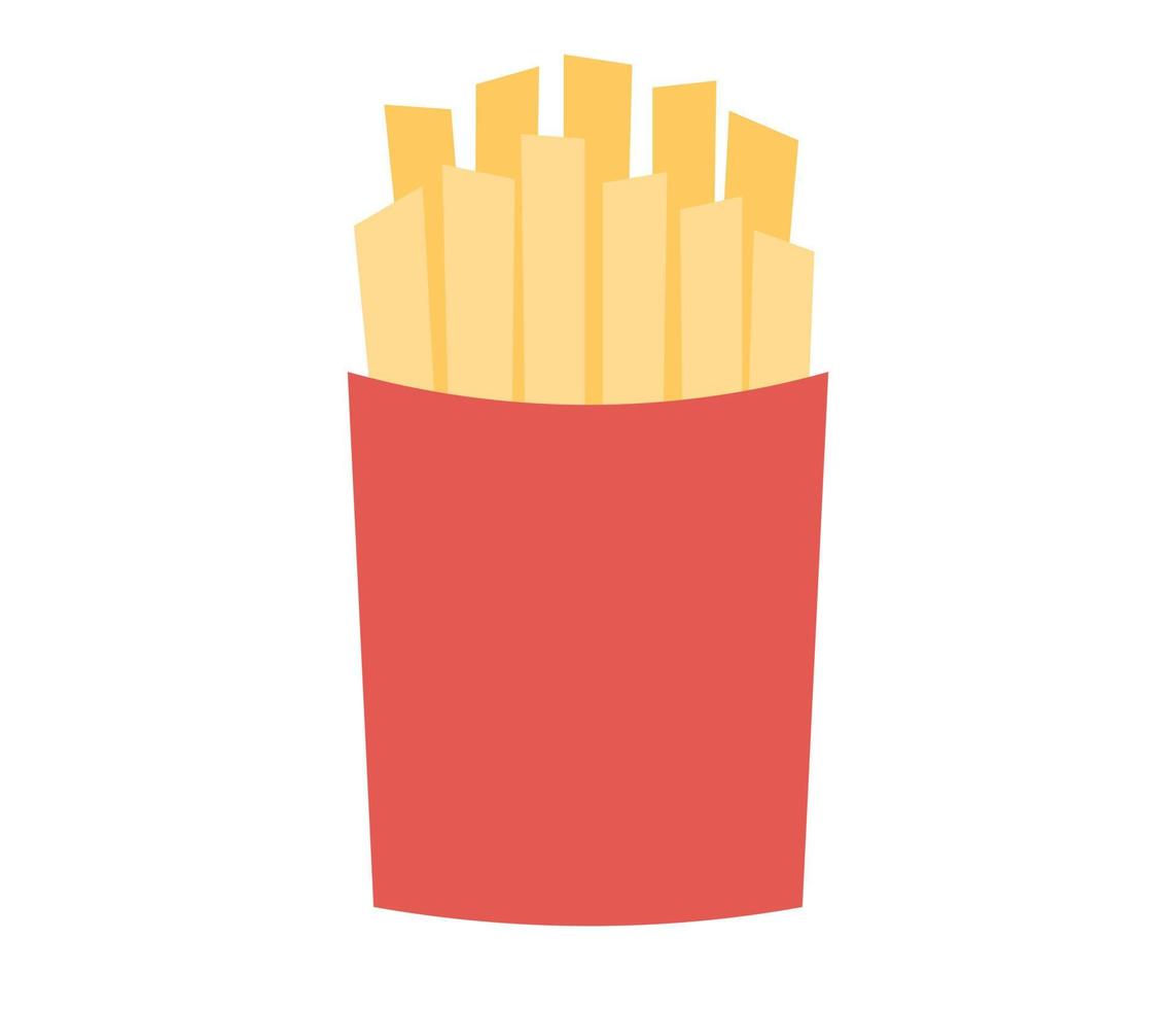 French fries in paper red box icon. Fast food concept. Vector flat illustration