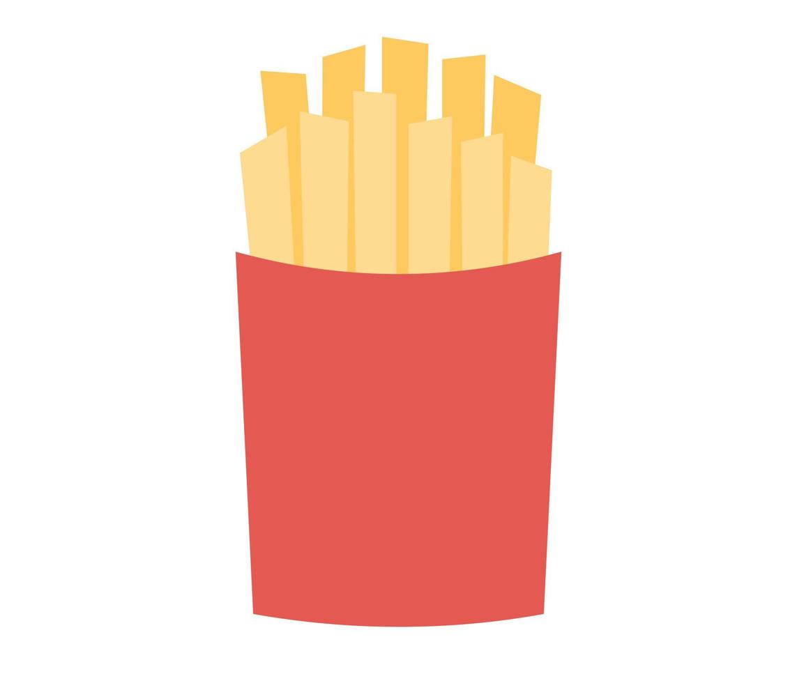 francés papas fritas en papel rojo caja icono. rápido comida concepto. vector plano ilustración