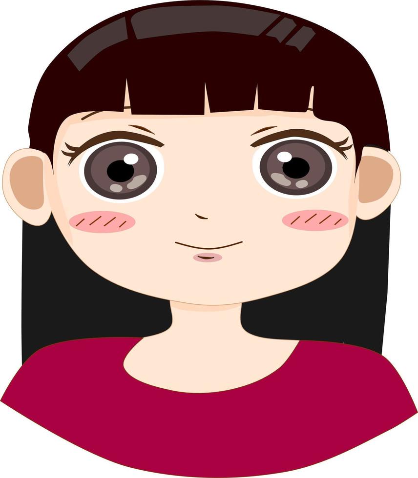 avatar contento sonriente joven niña Derecho largo cabello. plano avatar personaje ilustración. vector aislado en blanco antecedentes. gratis vector.