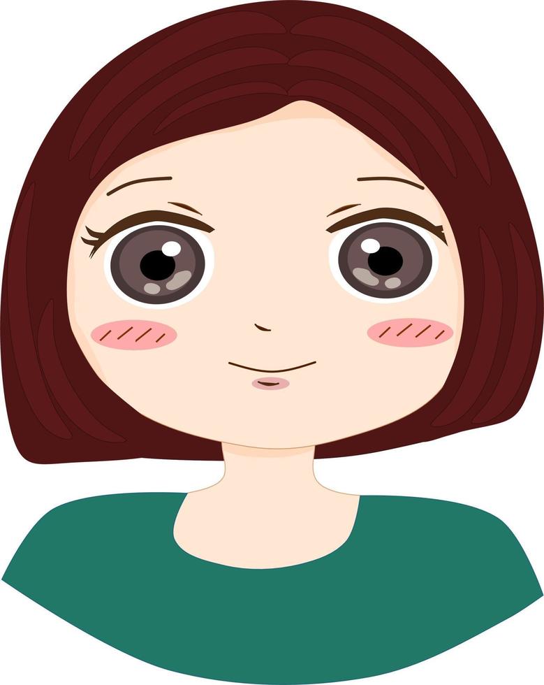 avatar contento sonriente joven niña Derecho corto cabello. plano avatar personaje ilustración. vector aislado en blanco antecedentes. gratis vector.