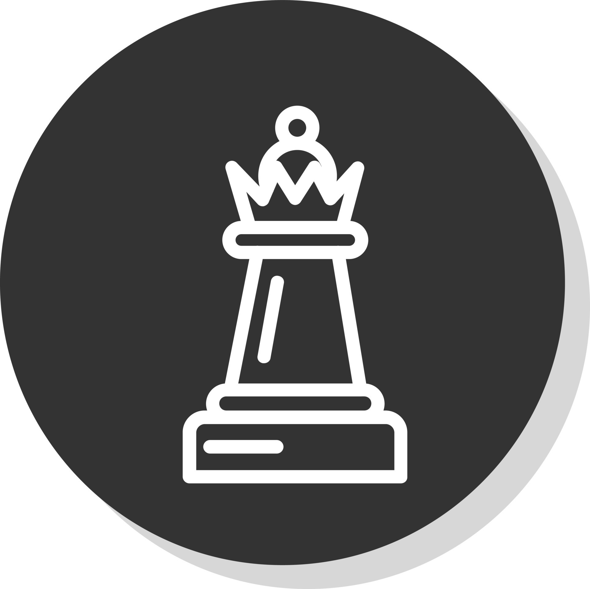 Black Circle Queen Chess Piece Icon High-Res Vector Graphic