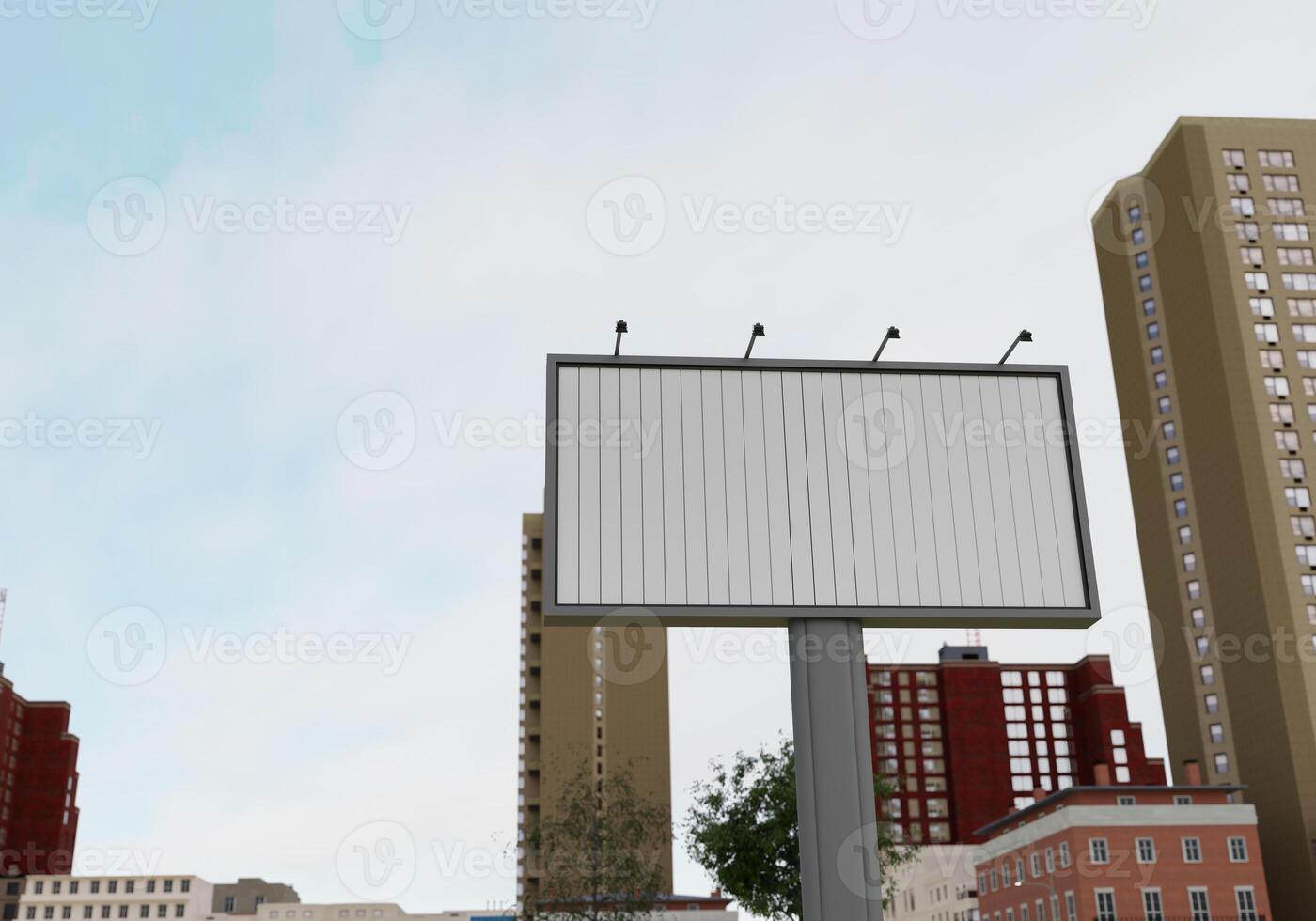 3D mockup blank flip billboard in downtown rendering photo