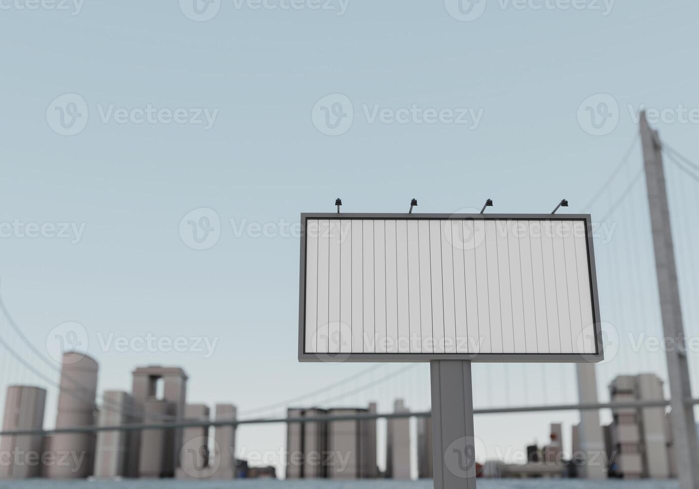 3D mockup blank flip billboard in downtown rendering photo