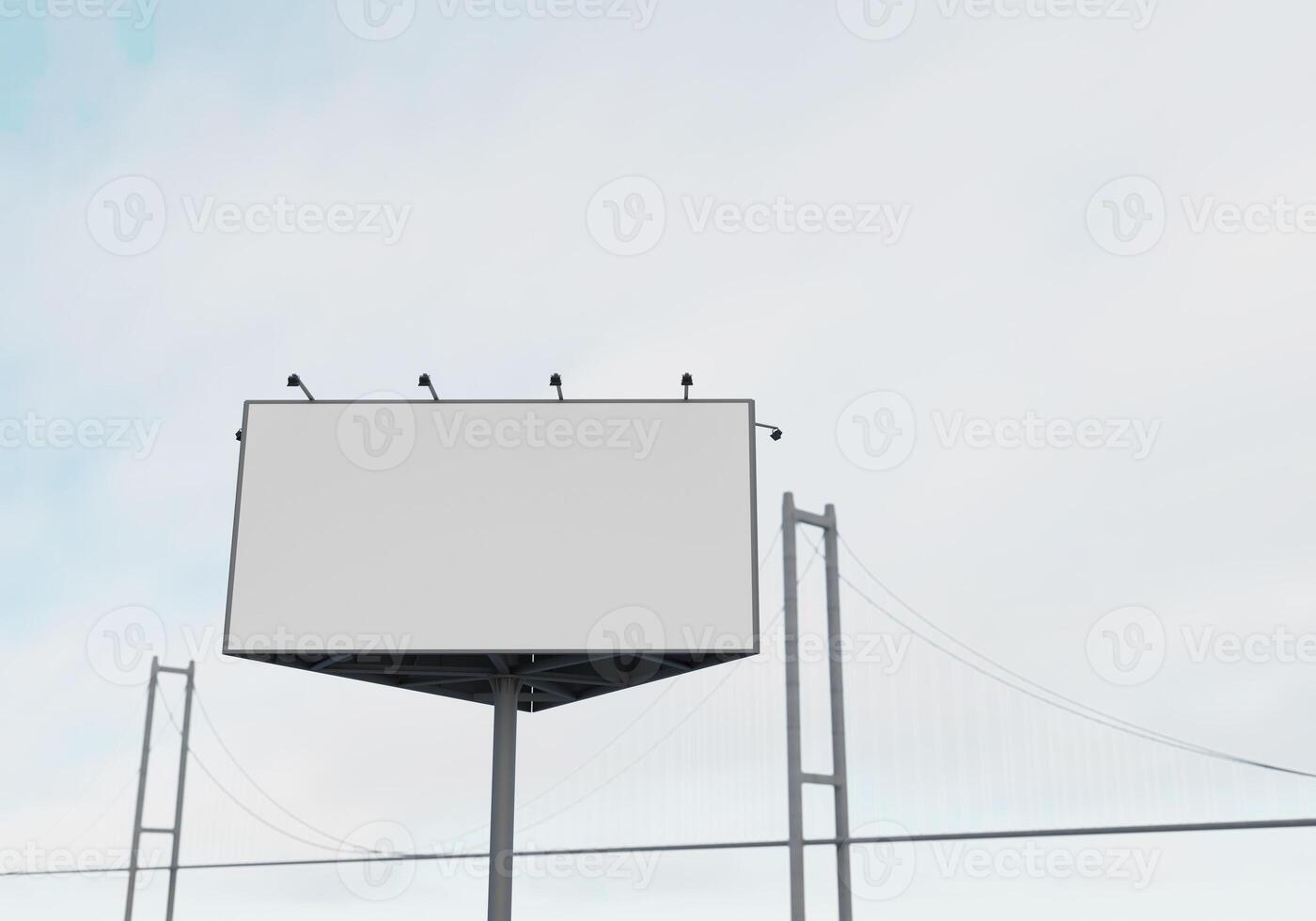 3D mockup blank billboard in downtown rendering photo