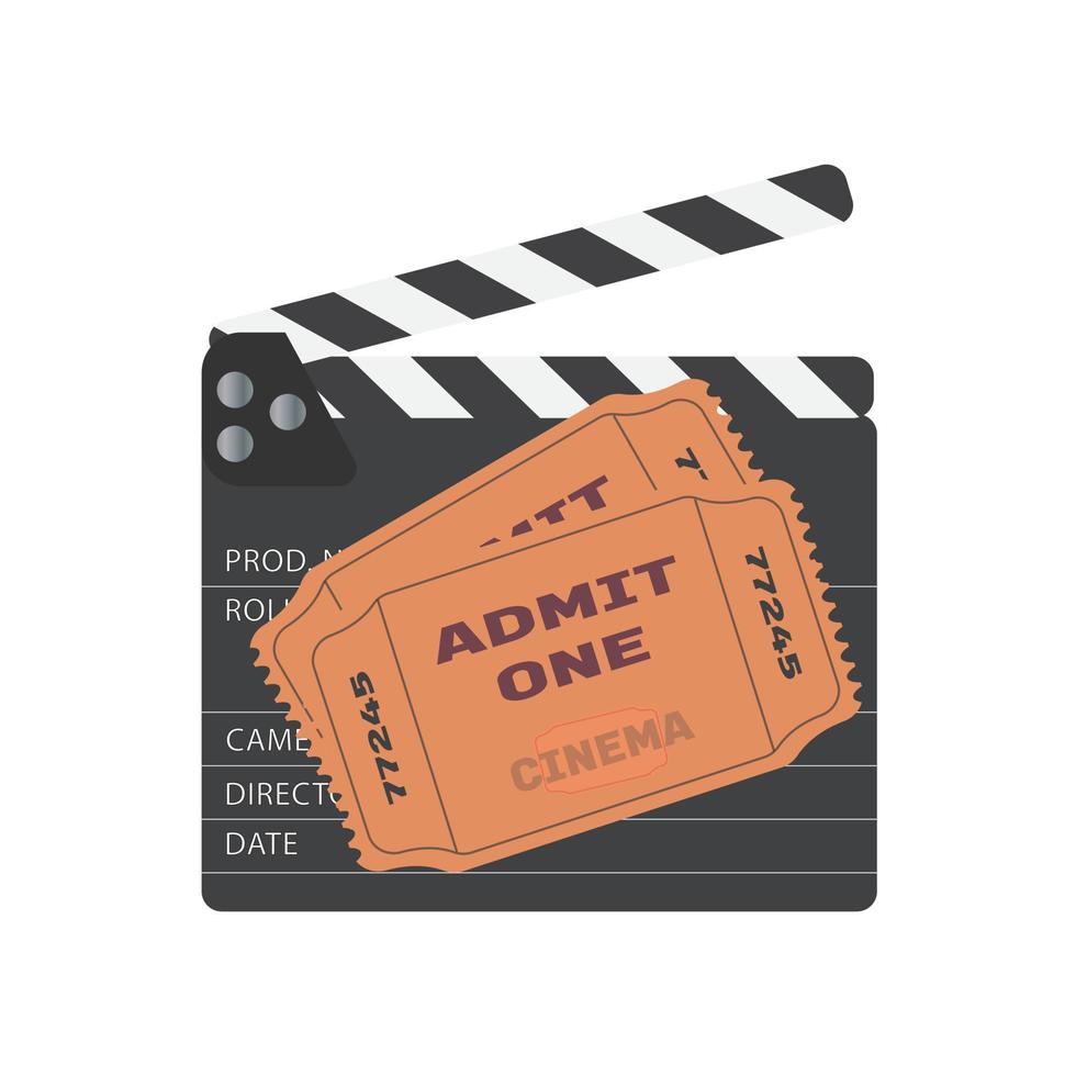 Movie clapper board and admit one ticket vector