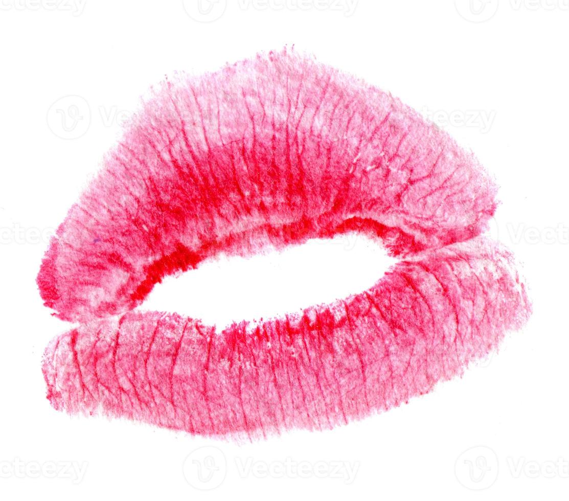 Woman's kiss stamp on a white photo