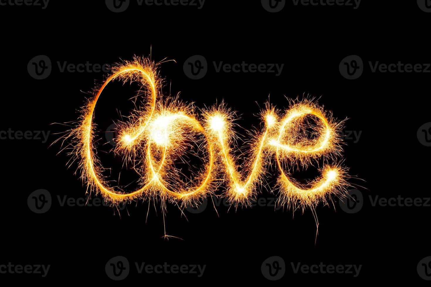 Valentines Day - Love made a sparkler on black photo