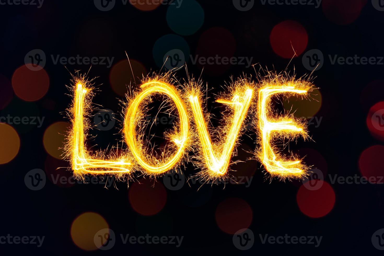 Valentines Day - Love made a sparkler on black photo