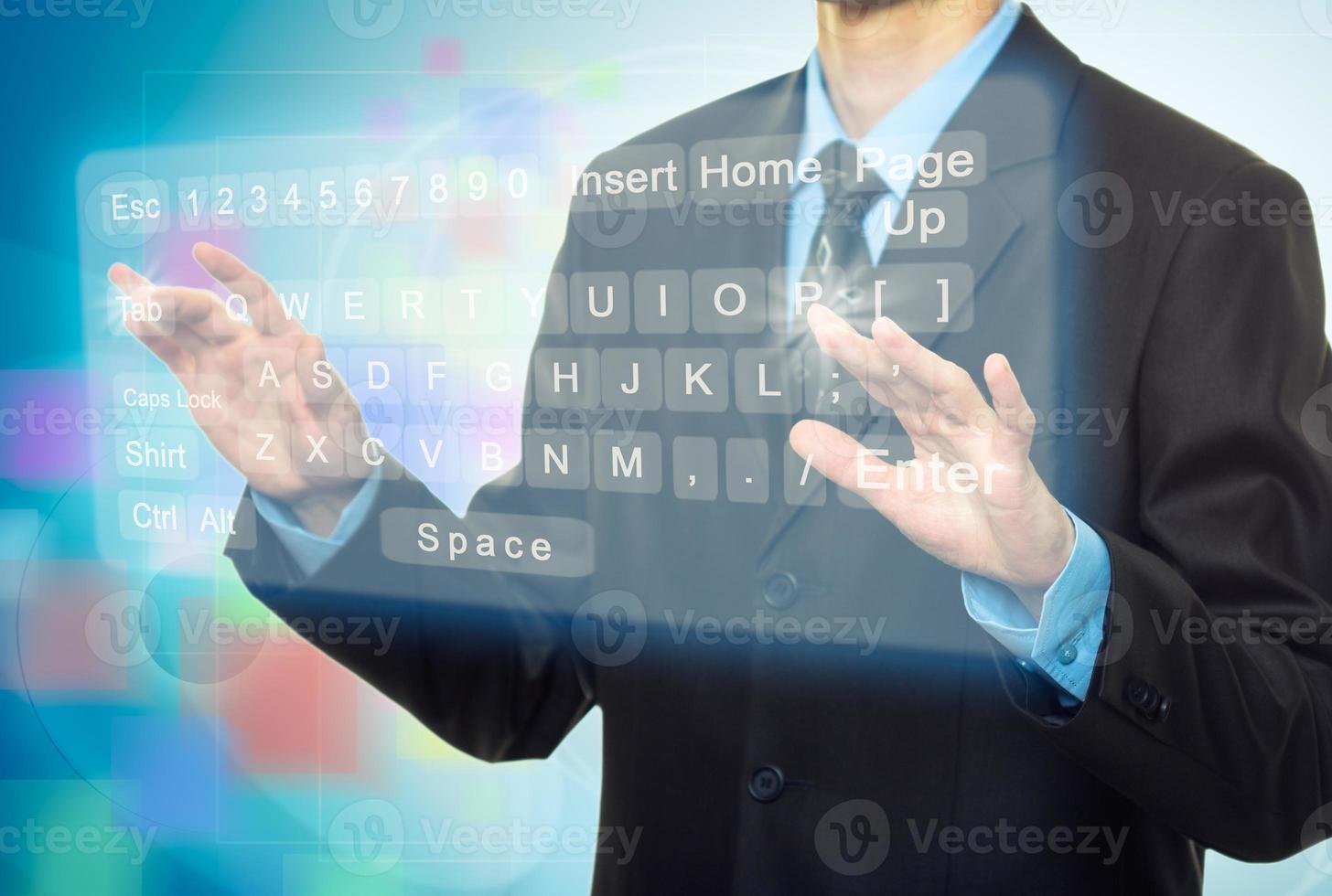 Hands pushing a button on a touch screen photo