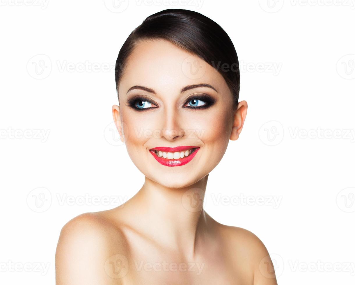 Portrait of a beautiful woman with a glamorous retro makeup photo