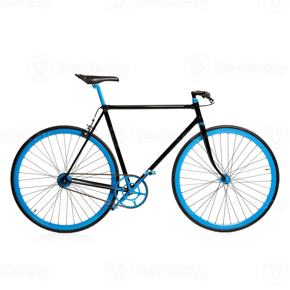 elegante azul bicicleta aislado en blanco foto