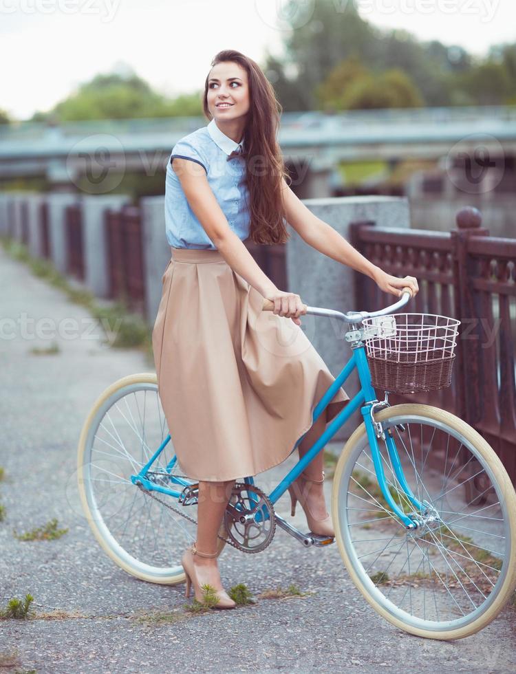 Young beautiful, elegantly dressed woman, summer and lifestyle photo