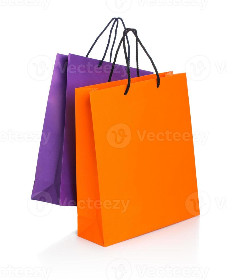 Two paper Shopping bags with reflection on white photo