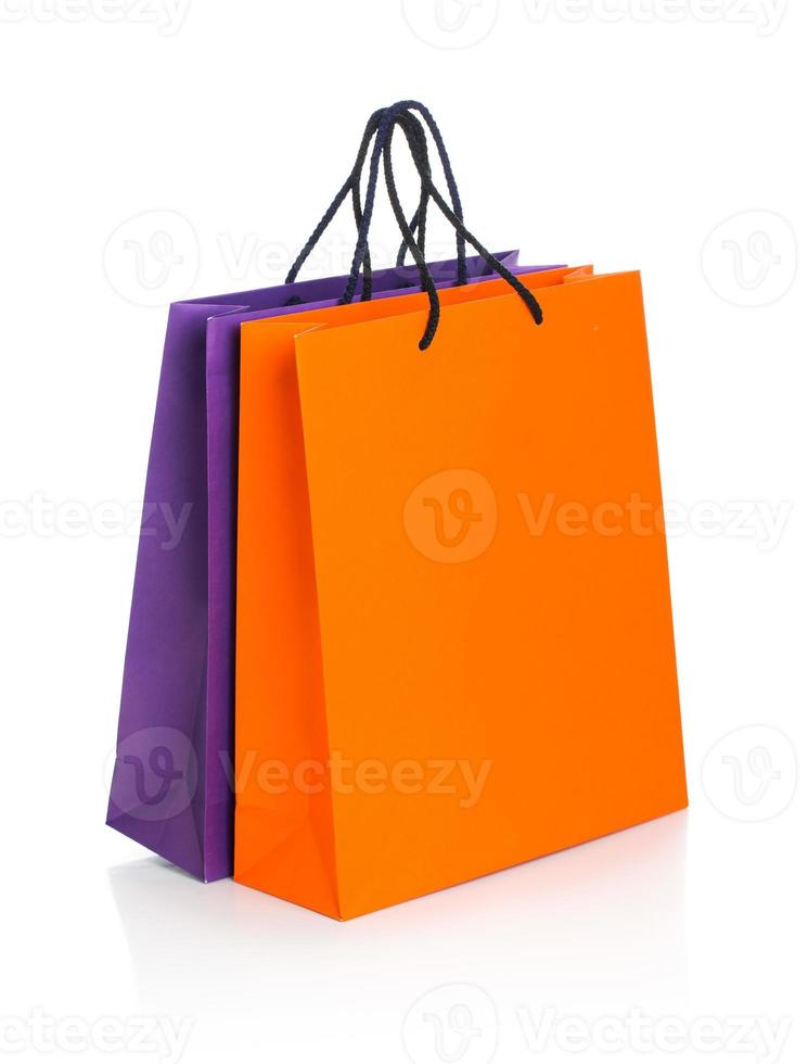 Two paper Shopping bags with reflection on white photo