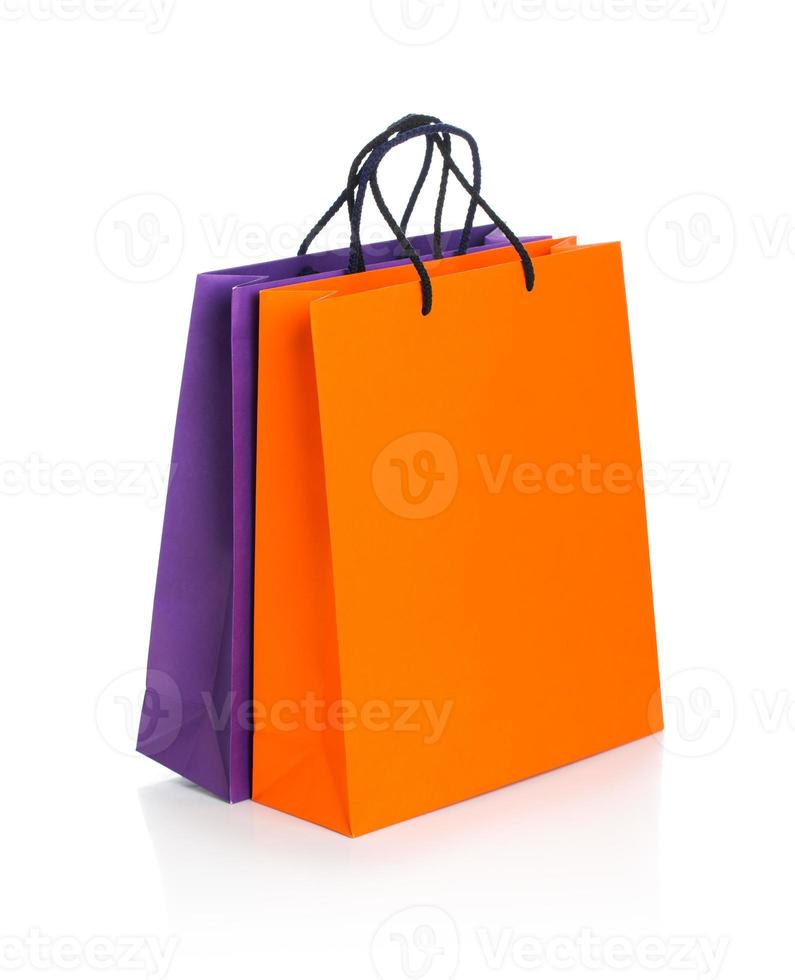 Two paper Shopping bags with reflection on white photo