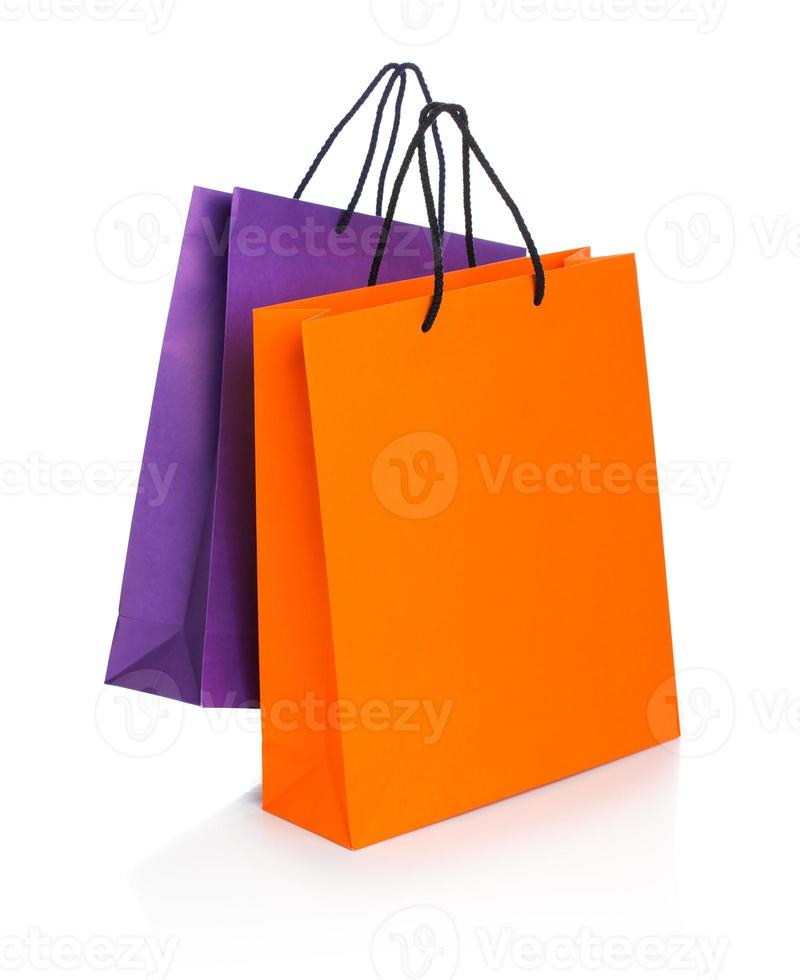 Two paper Shopping bags with reflection on white photo