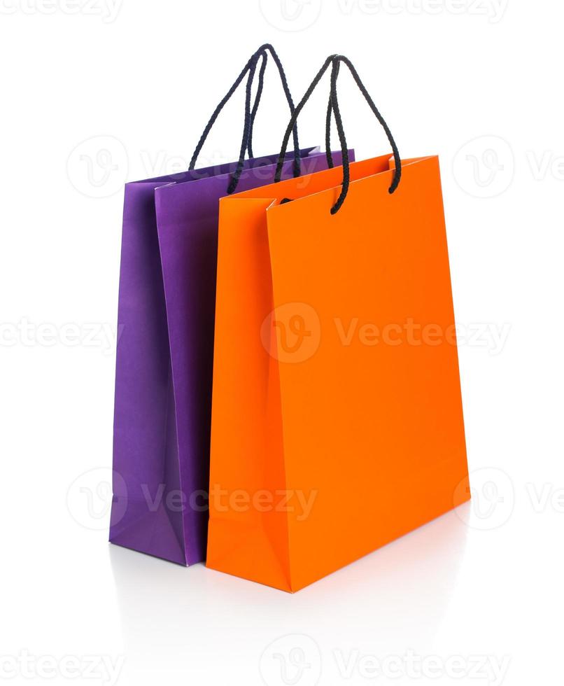 Two paper Shopping bags with reflection on white photo