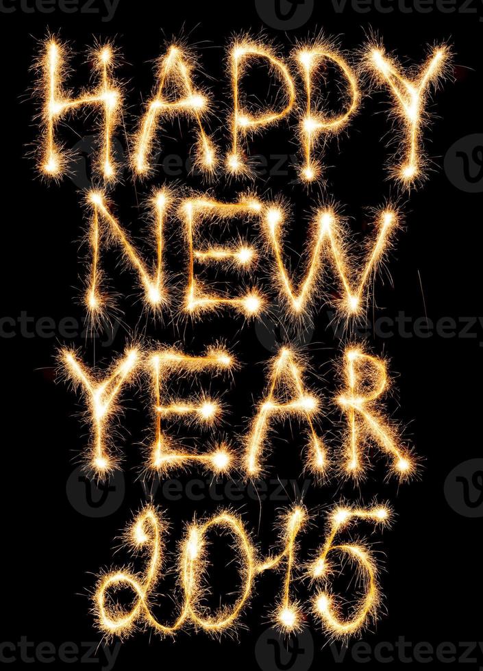 Happy New Year 2015 made of sparkles on black photo