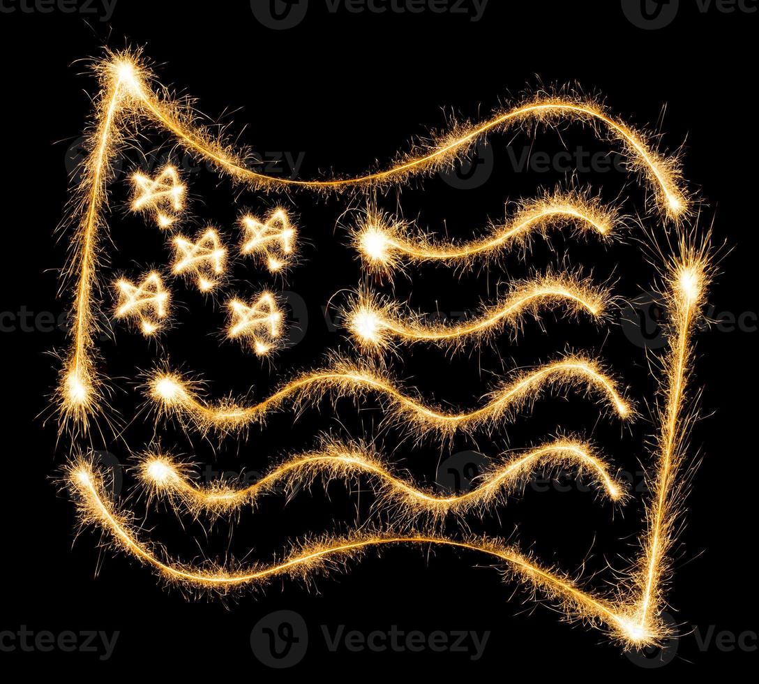 Flag of USA made of sparkles on black photo
