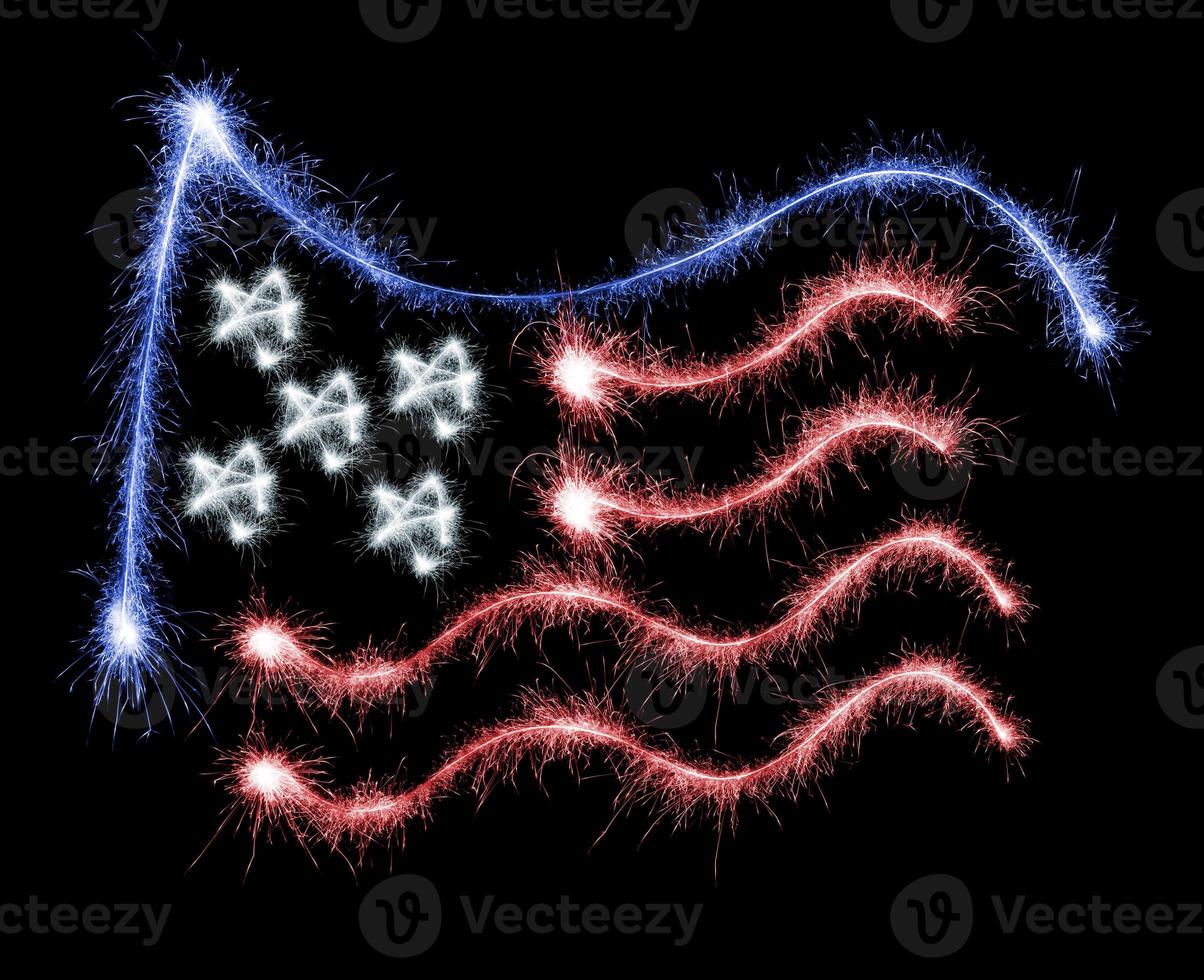 Flag of USA made of sparkles on black photo