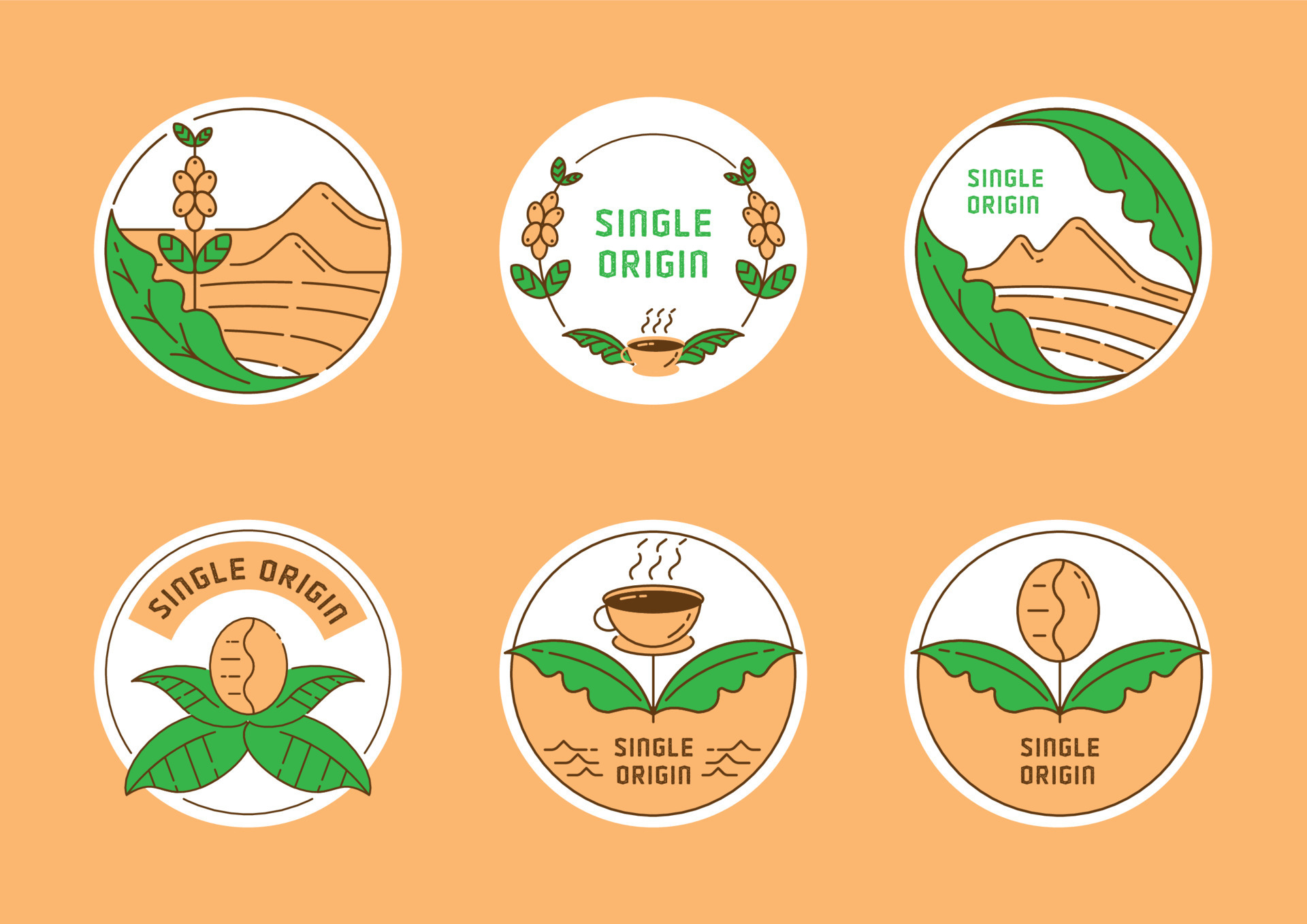 fresh from farm single origin coffee badge design 21047823 Vector Art