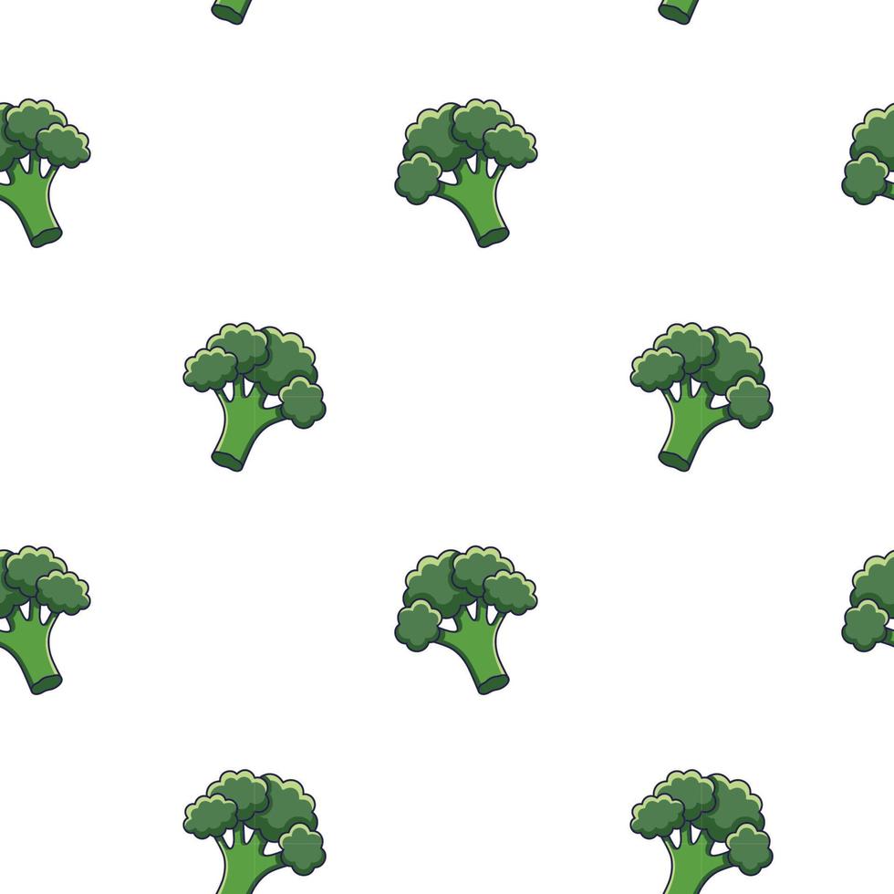 Cute kawaii Broccoli seamless pattern in doodle style. Vector hand drawn cartoon Broccoli illustration. Hand drawn Sketch of Broccoli. Pattern for kids clothes.