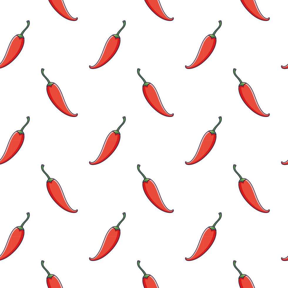 Cute Red Chili Pepper seamless pattern in doodle style. Vector hand drawn cartoon Red Chili Pepper illustration. Hand drawn Sketch of Red Chili Pepper. Pattern for kids clothes.