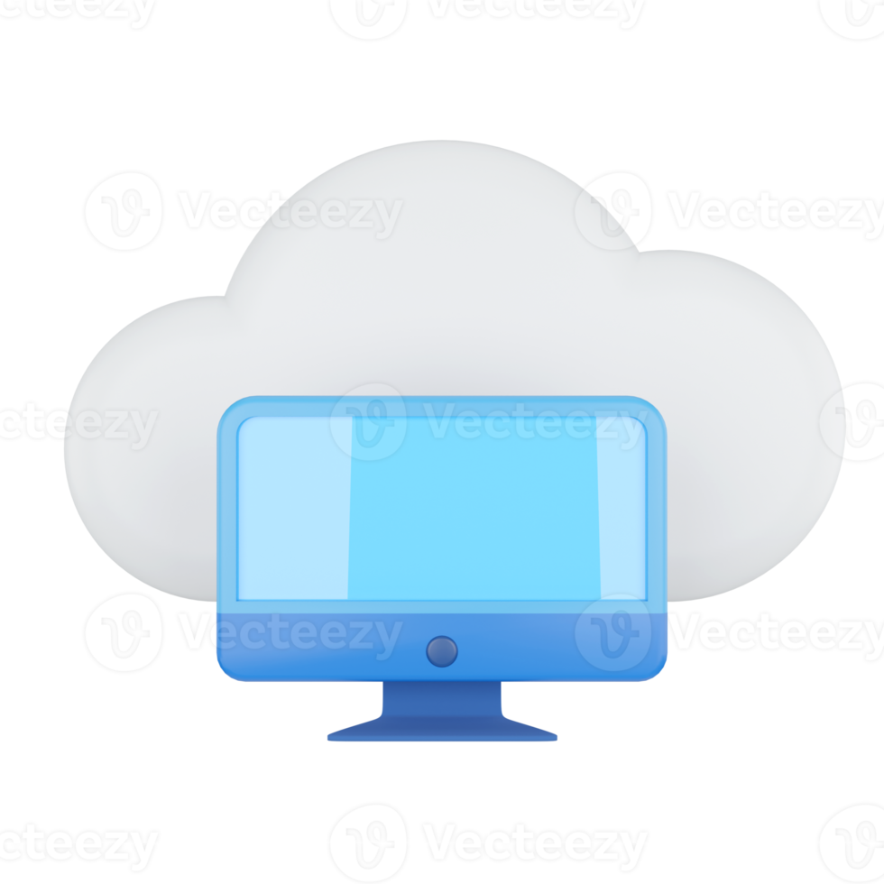 Computer. Cloud Computing Concept. 3D rendering. png