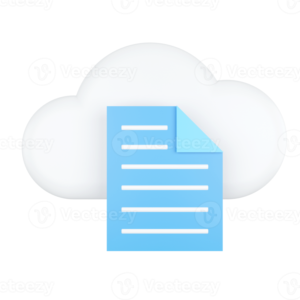 Document. Cloud Computing Concept. 3D rendering. png