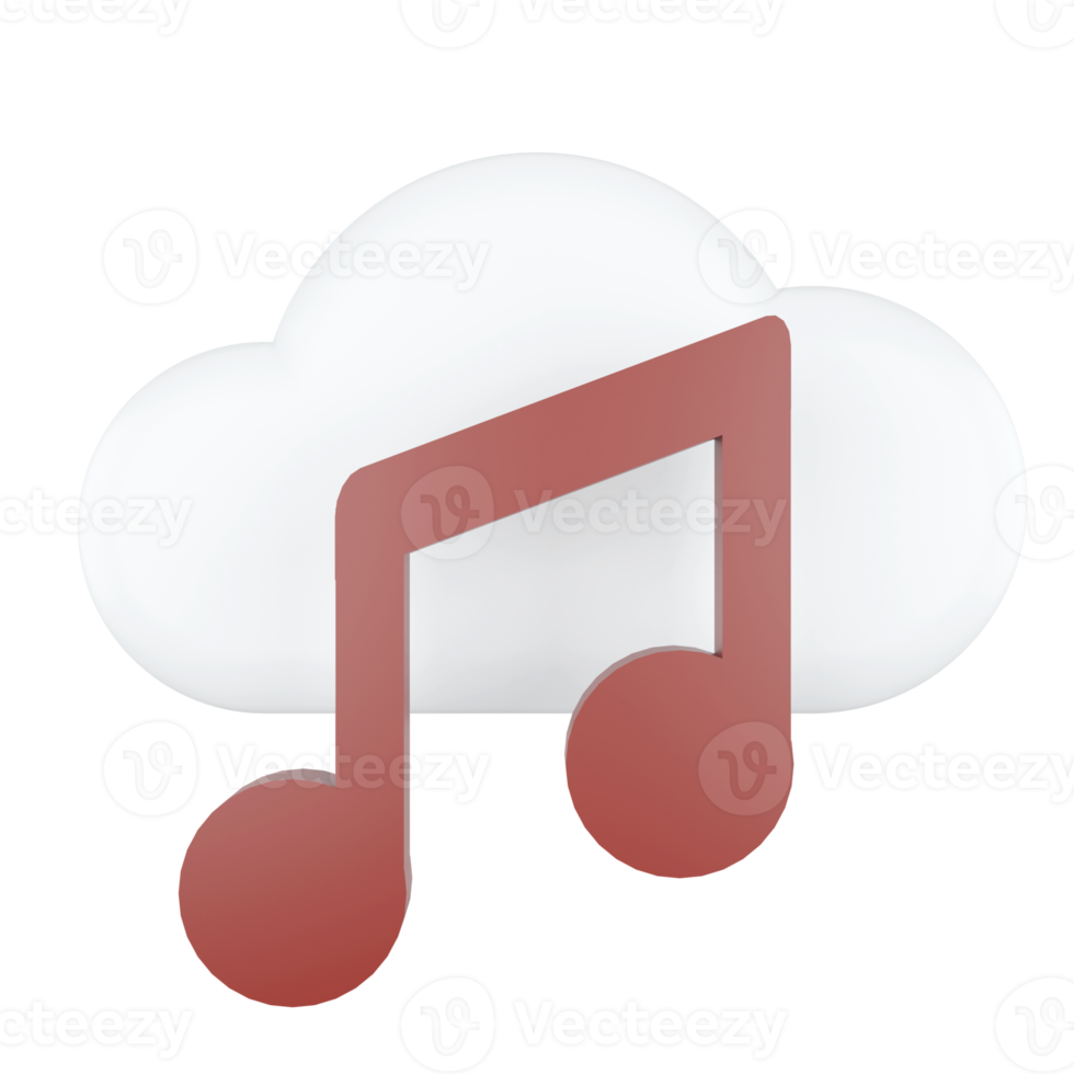 Music File. Cloud Computing Concept. 3D rendering. png