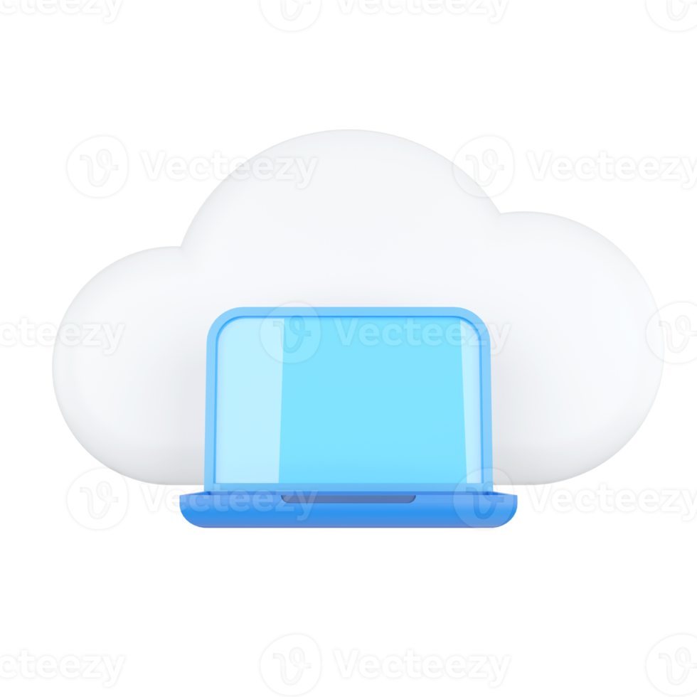 Laptop. Cloud Computing Concept. 3D rendering. png