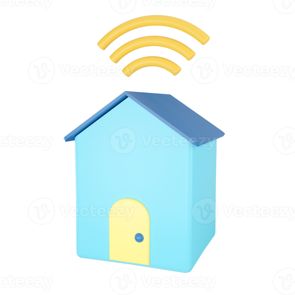 Smart Home. Wireless Network. 3D rendering. png