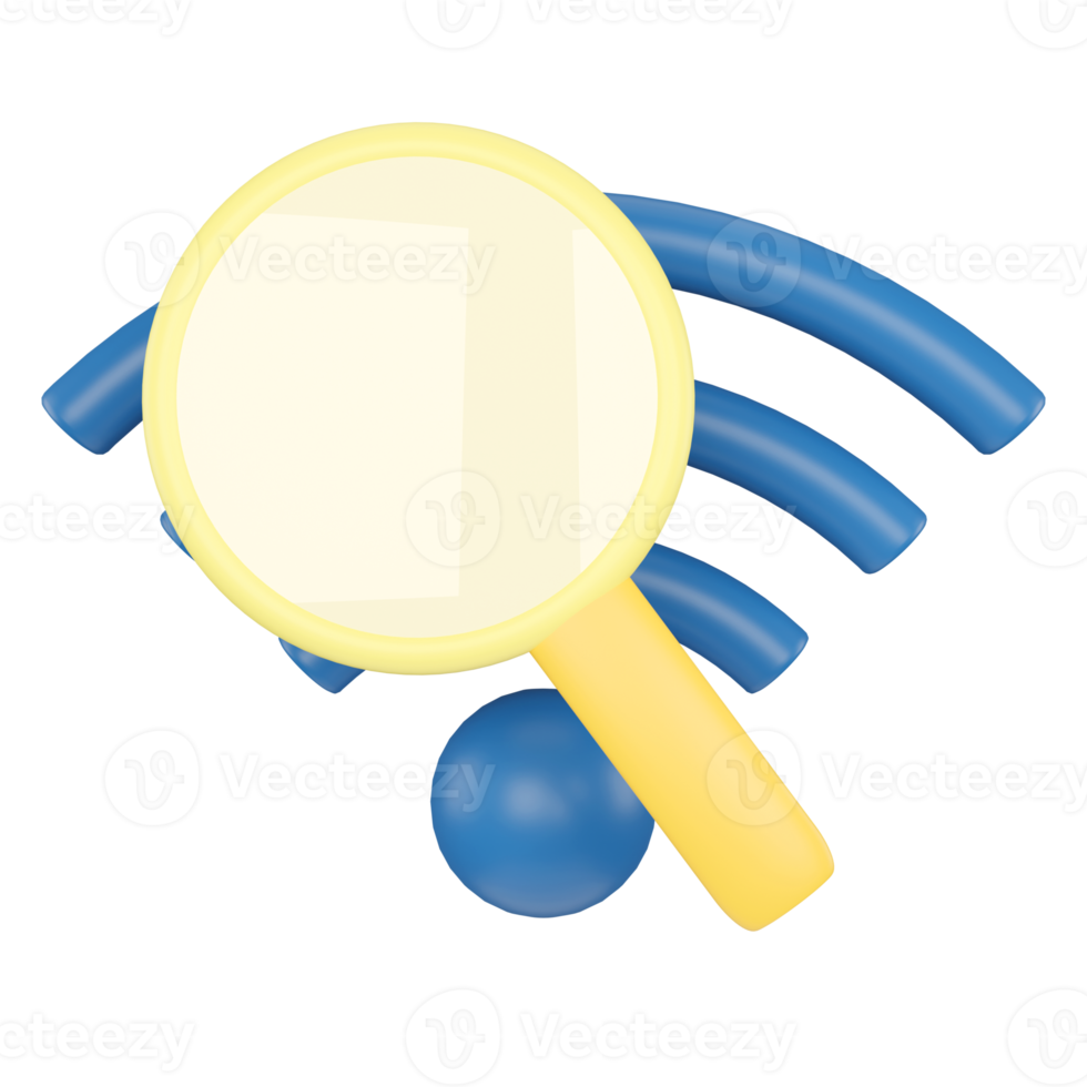 Search Wifi Signal. Wireless Network. 3D rendering. png