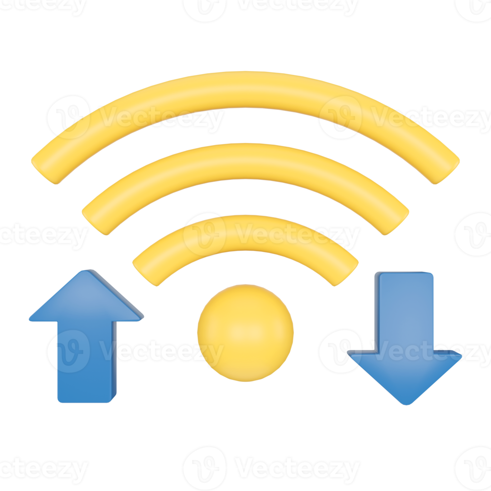 Transfer Signal. Wireless Network. 3D rendering. png