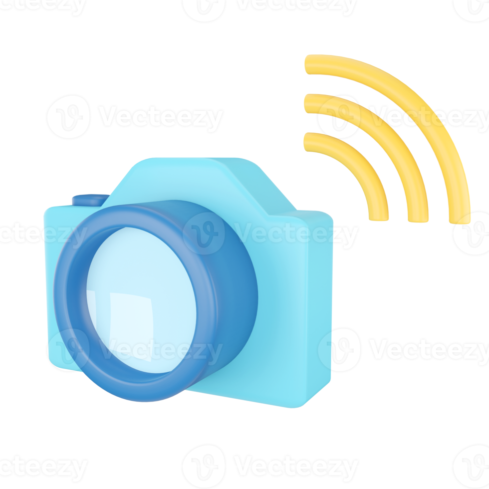 Camera Connect Wifi. Wireless Network. 3D rendering. png