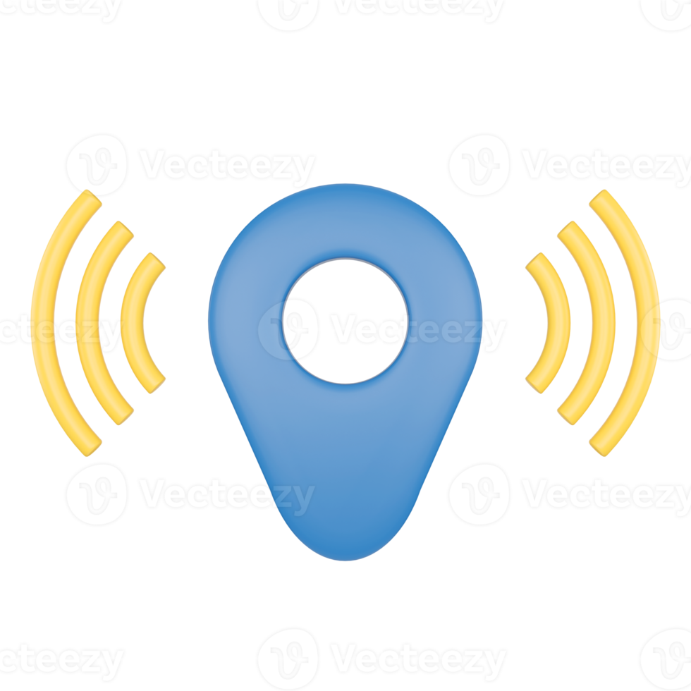 Wifi Pin Location. Wireless Network. 3D rendering. png