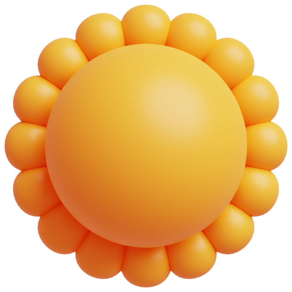 3d Gelb Sonne mit Strahlen. Sonne Karikatur minimal Stil. Sommer, Wetter, Natur Konzept. png