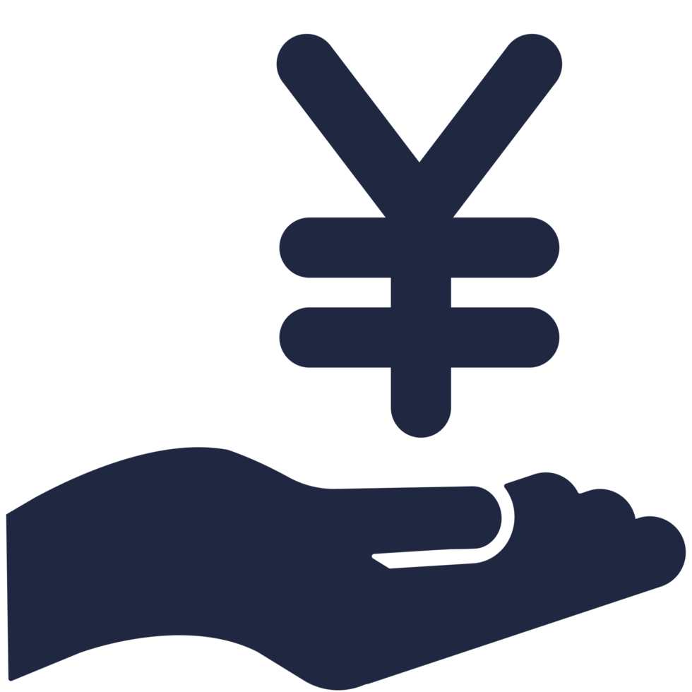 finance and investment yen coin with hand flat icon element set png