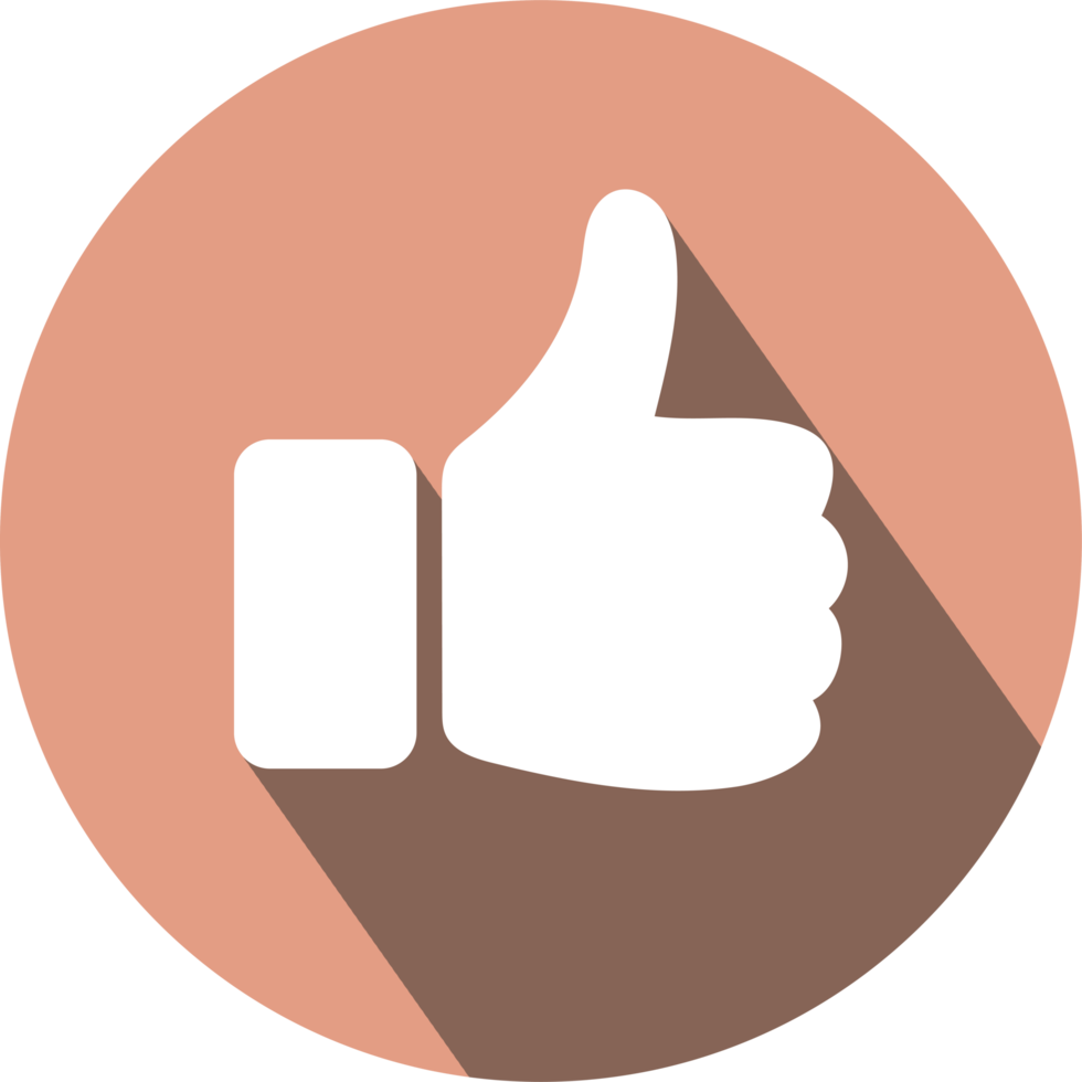 Thumb up, like icon with long shadow png