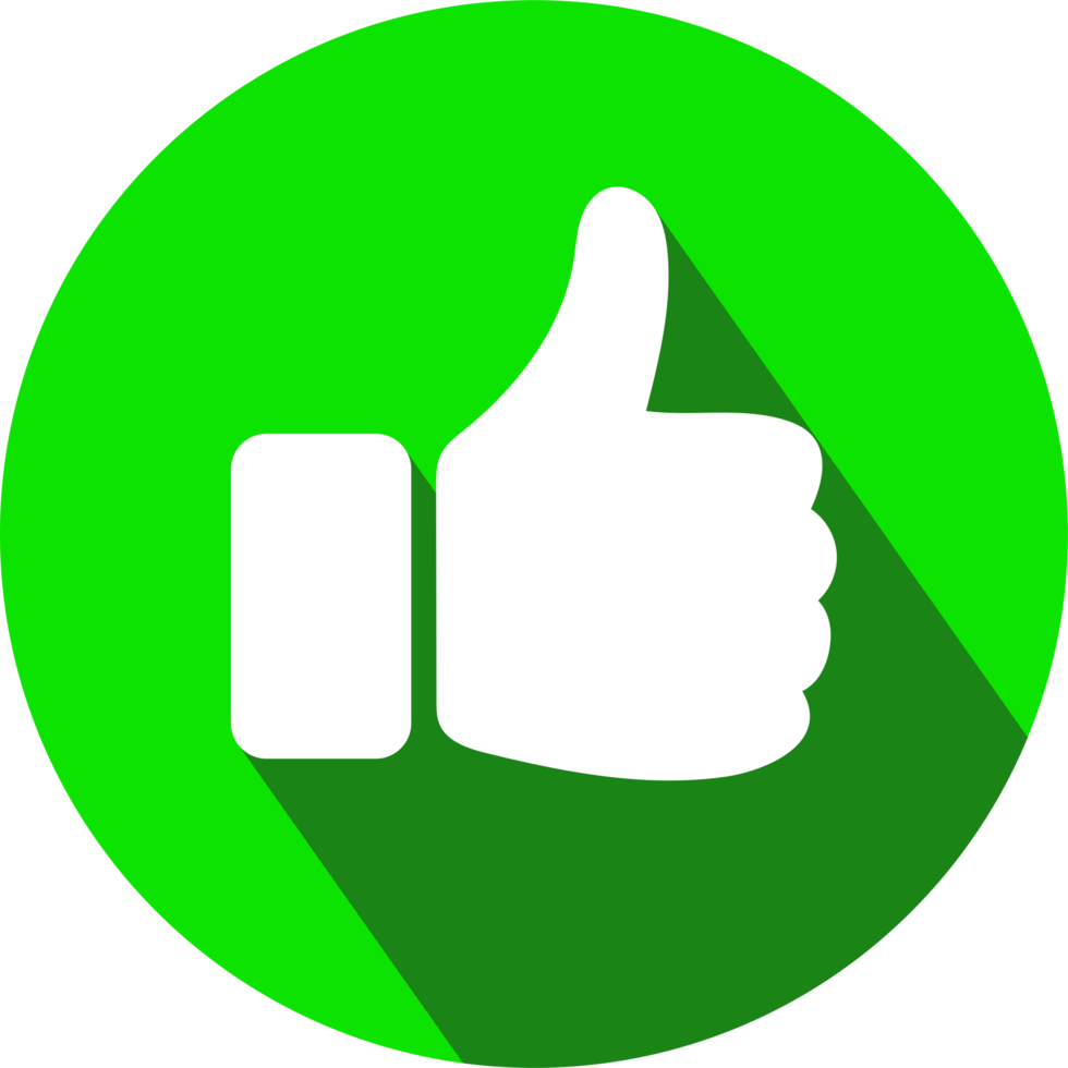 Thumb up, like icon with long shadow png