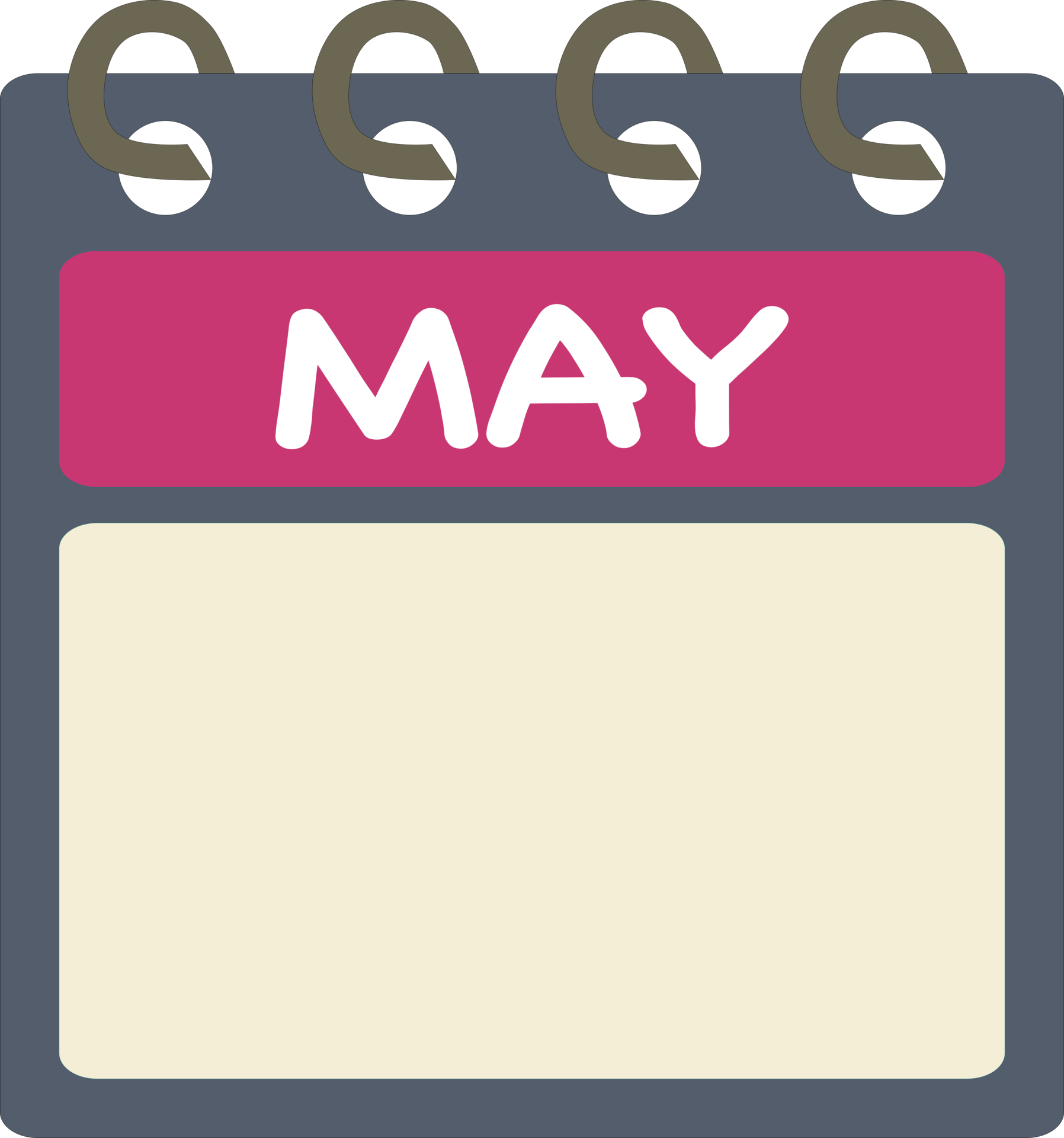 Free Flat icon calendar of May. month. PNG illustration. color banner